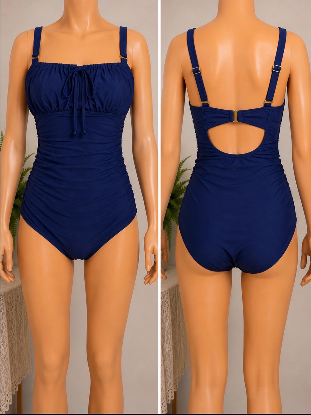 Cupshe Navy Blue Ruched One-Piece Swimsuit